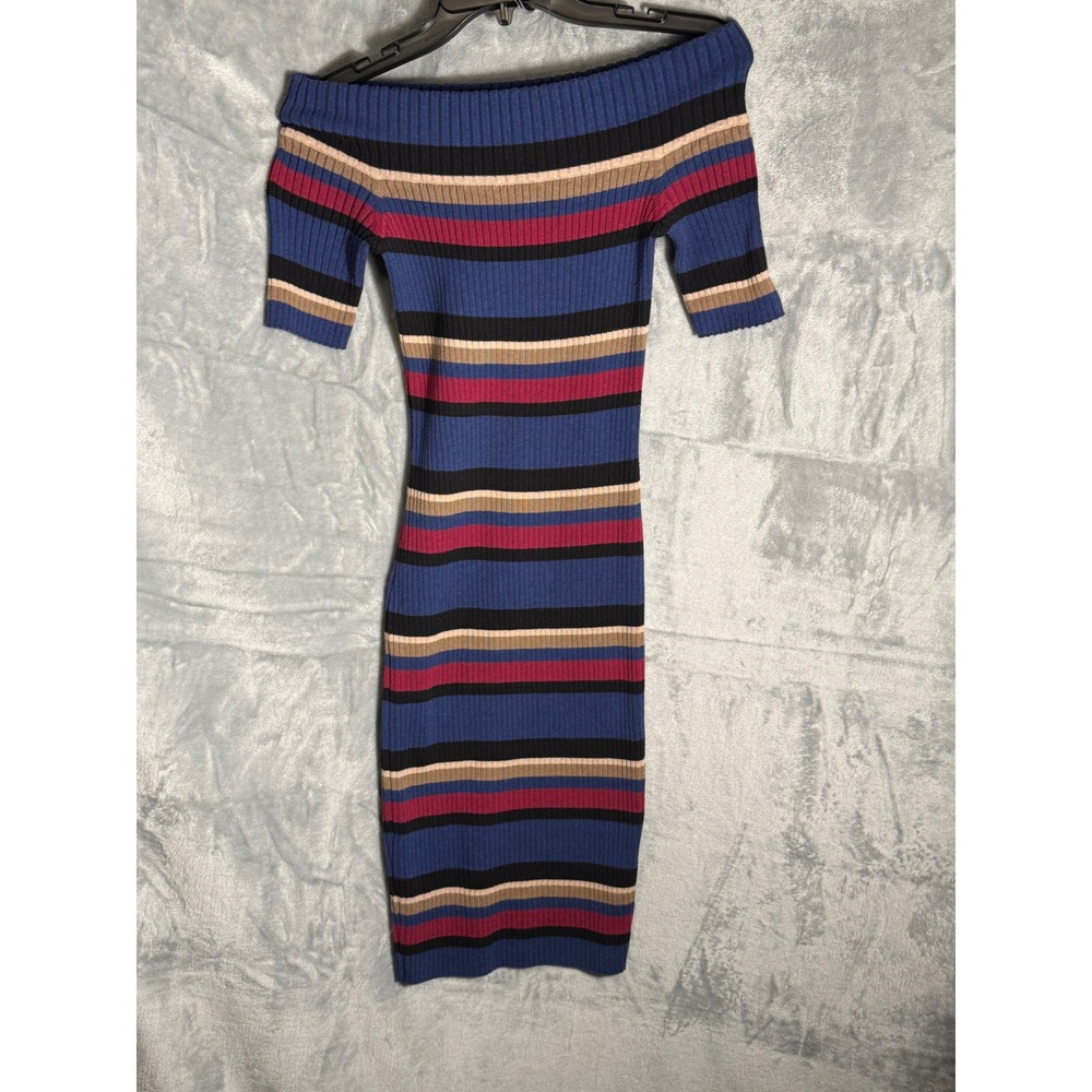 Trina Turk Off Shoulder‎ Striped Knit Bodycon Dress M